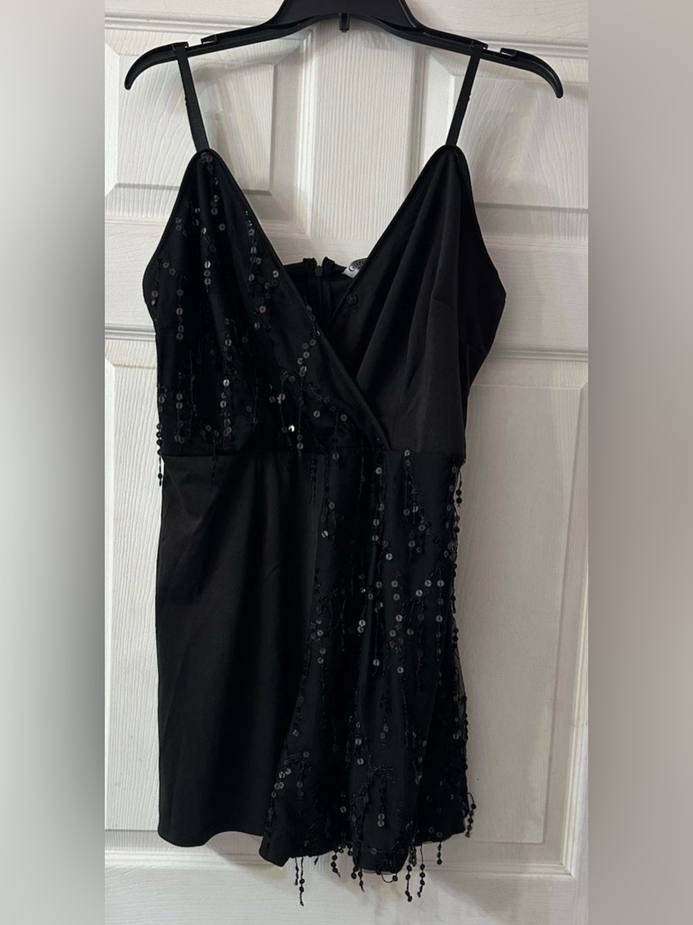 Glamaker Black Sequin Romper Jumpsuit Shorts 1XL Mesh Party Cocktail NWT